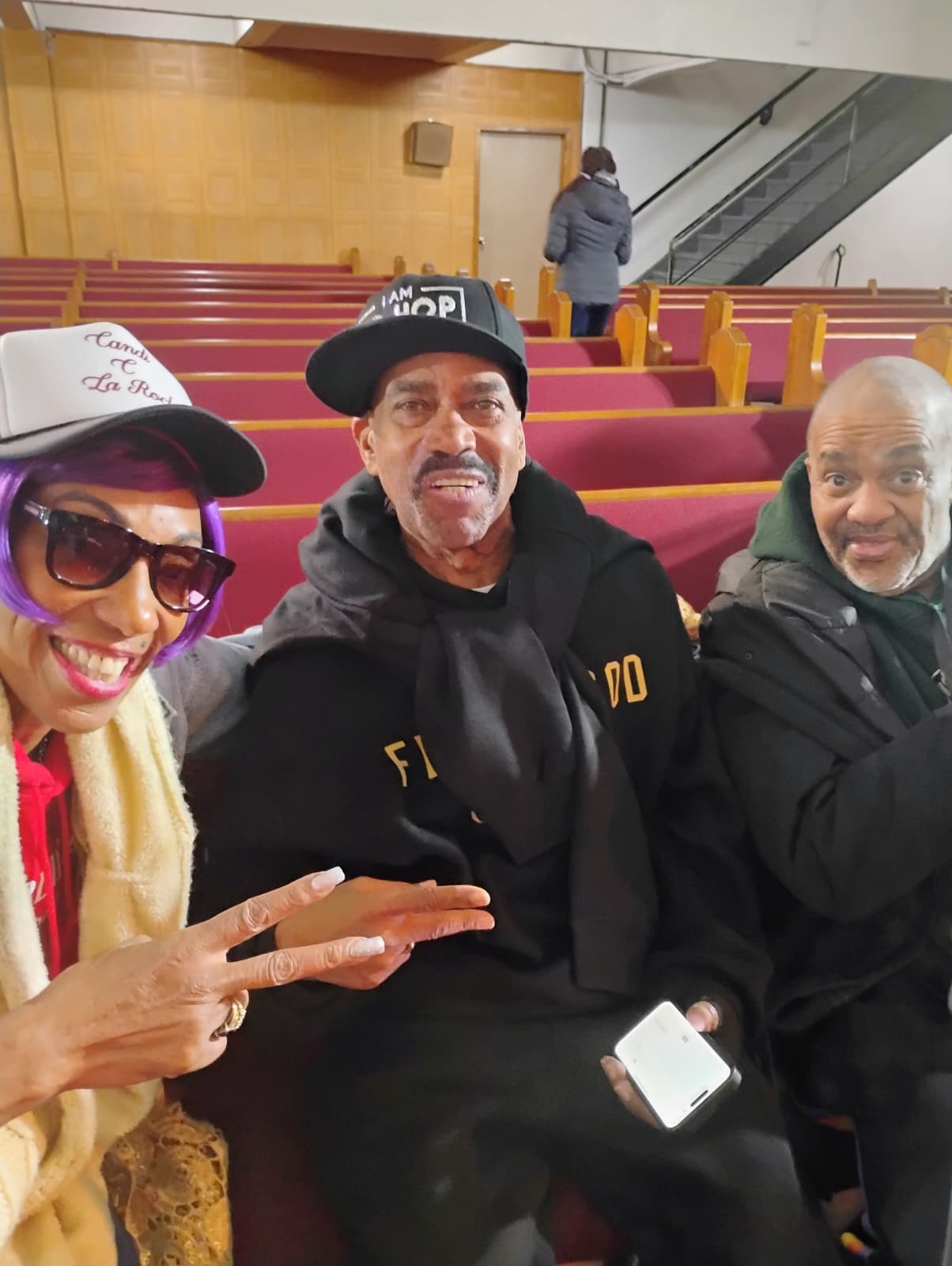 Candi C La ROCK , KURTIS BLOW & DJ HOLLYWOOD Chopping it up at the HIP Hop church